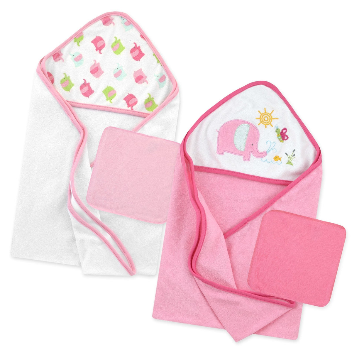 4-Piece Baby Girls Love to Bathe Hooded Towel and Washcloth Set