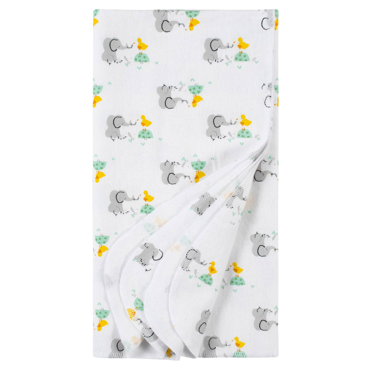 4-Pack Baby Neutral Baby Animals Flannel Receiving Blankets, view 2