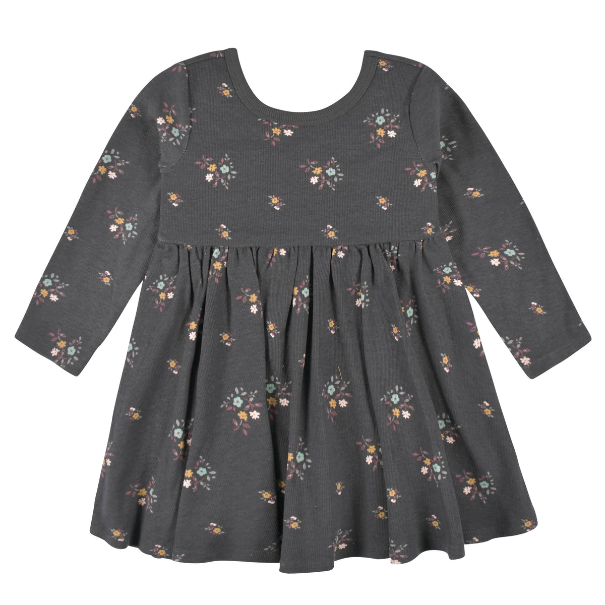 2-Pack Infant & Toddler Girls Mustard Floral Long Sleeve Dresses, view 5