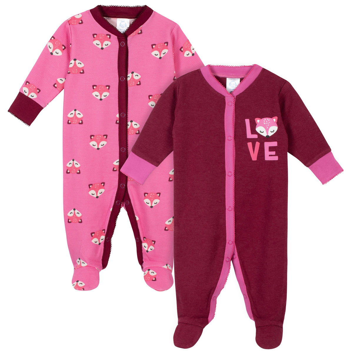 2-Pack Baby Girls Fox Thermal Sleep N' Plays