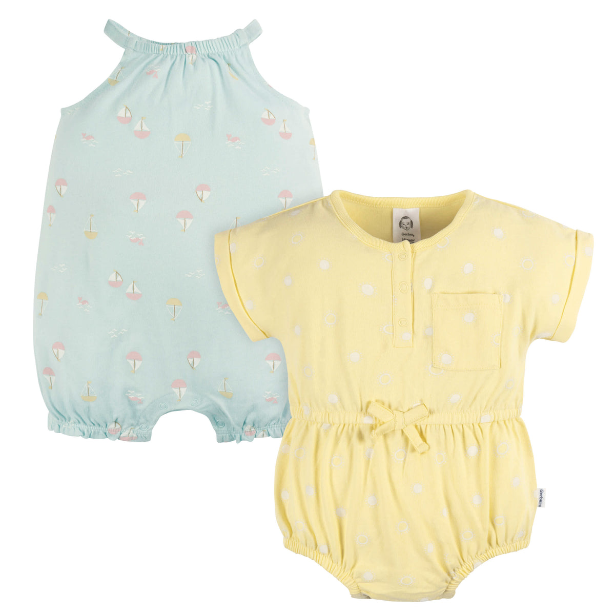 2-Pack Baby Girls Sailboats Romper