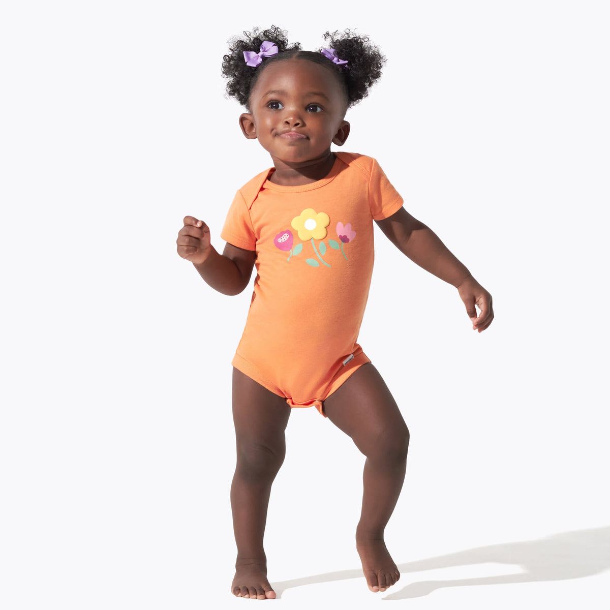 8-Pack Baby Girls Floral Fox Short Sleeve Onesies Bodysuits, view 2
