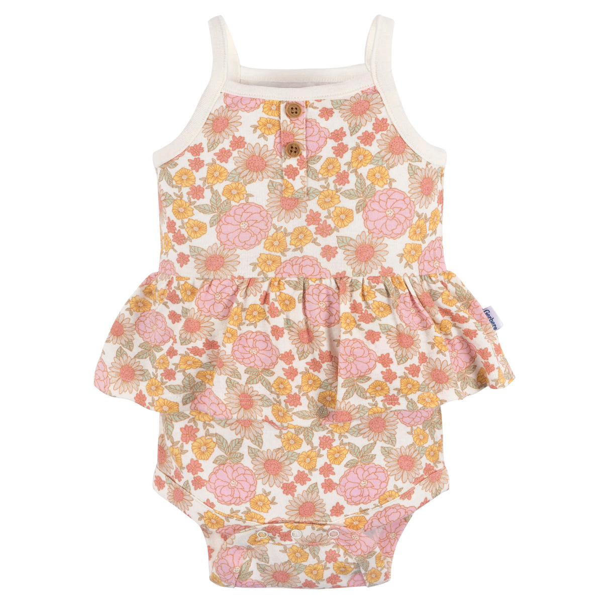 4-Pack Baby Girls Retro Floral Onesies Bodysuits, view 5