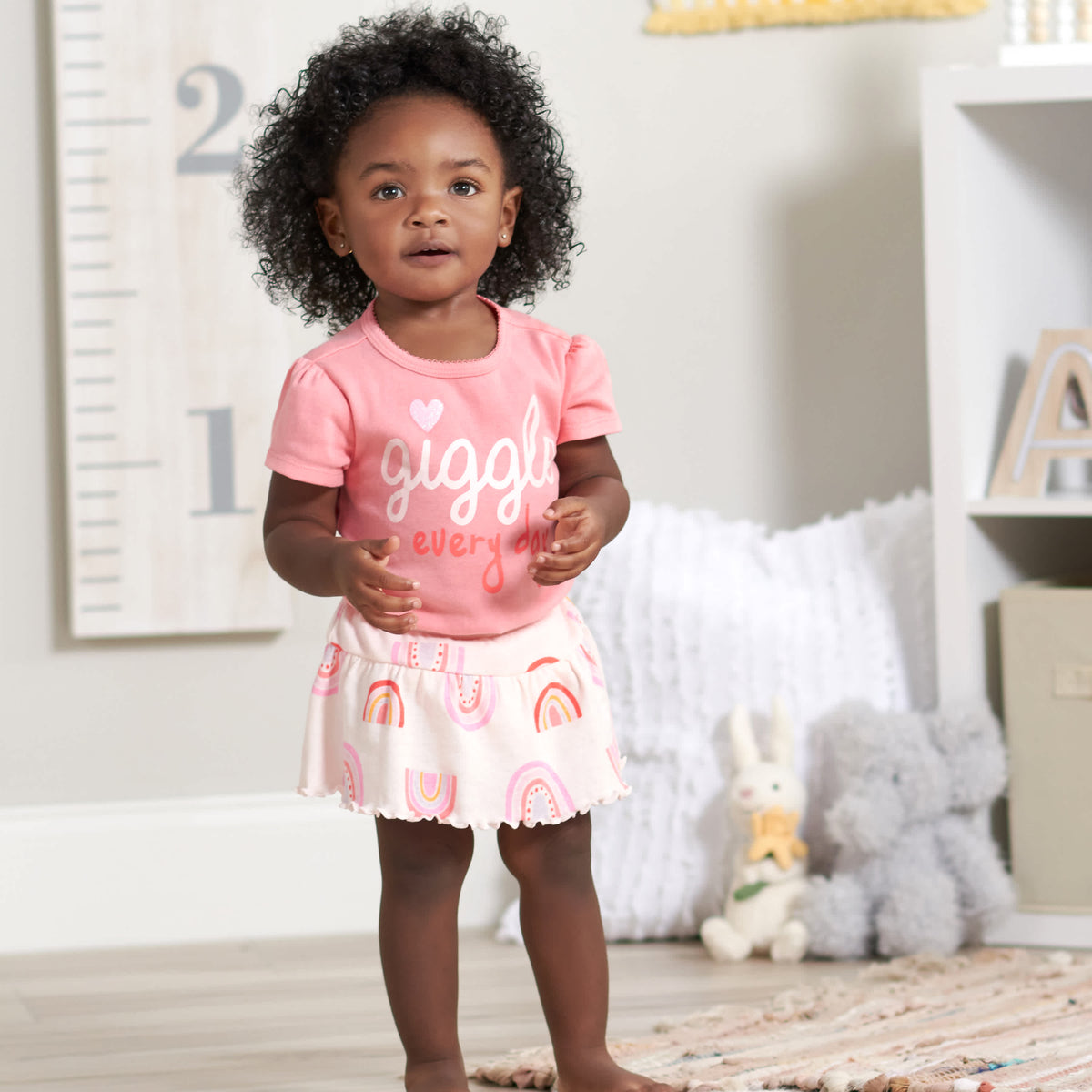 4-Piece Infant & Toddler Girls Rainbow Dreams Tees, Skorts & Pants Set, view 3