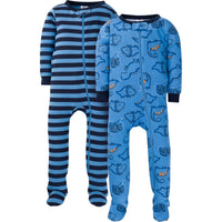 2-Pack Boys Dino Snug Fit Footed Cotton Pajamas