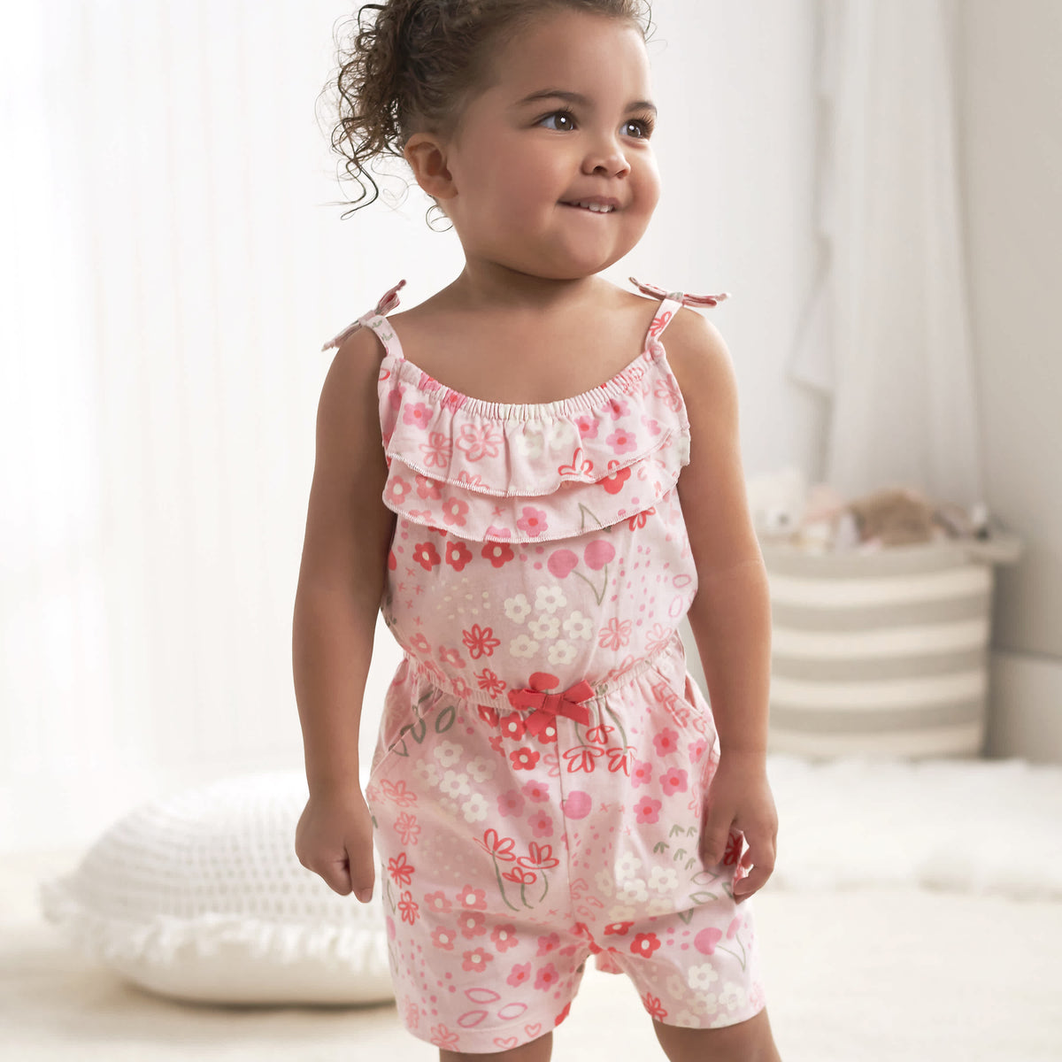 2-Pack Baby & Toddler Girls Cherry Kisses Tank Rompers, view 2