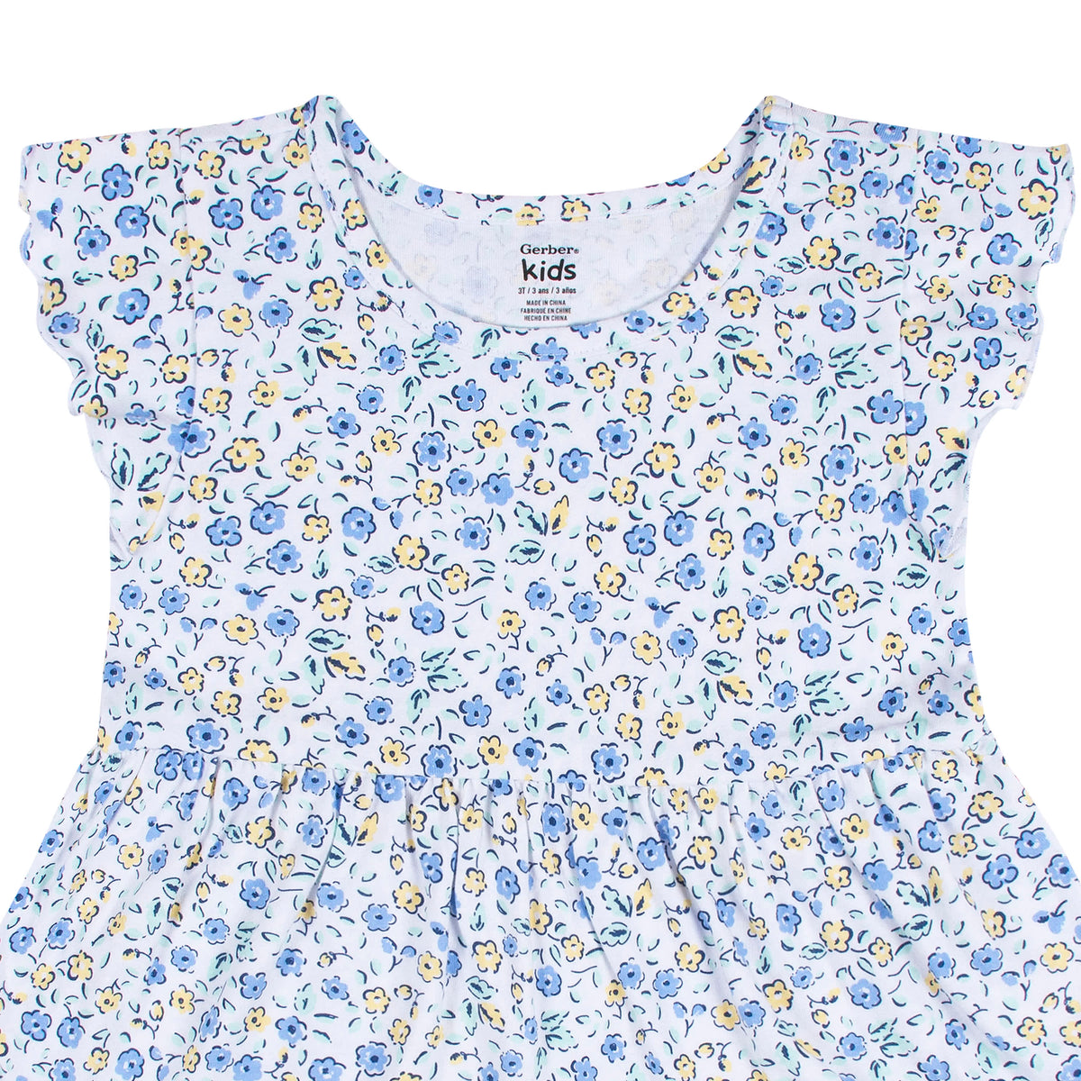 2-Pack Infant & Toddler Girls Blue Floral Knit Dresses, view 6