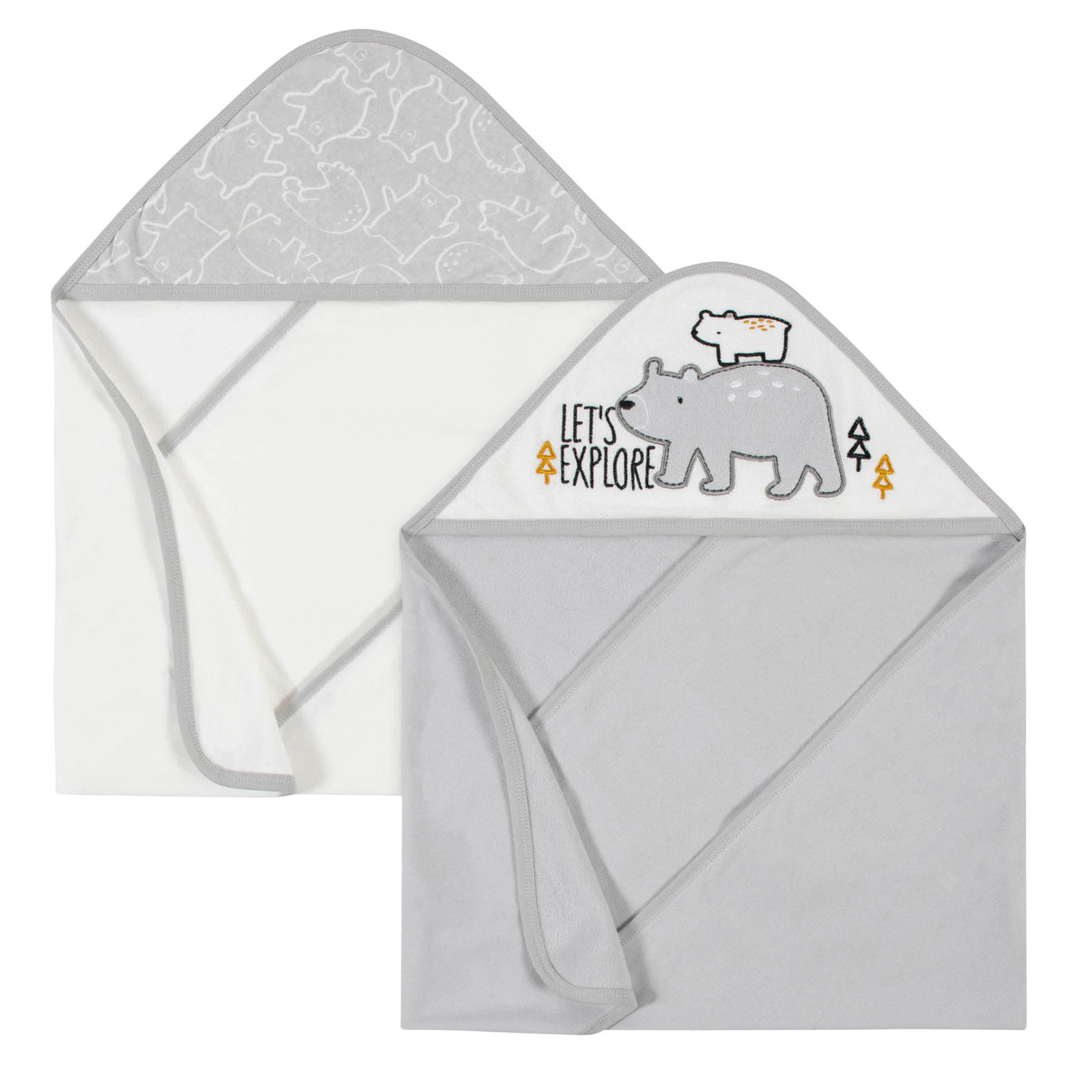2-Pack Baby Boys Bear Hooded Towels