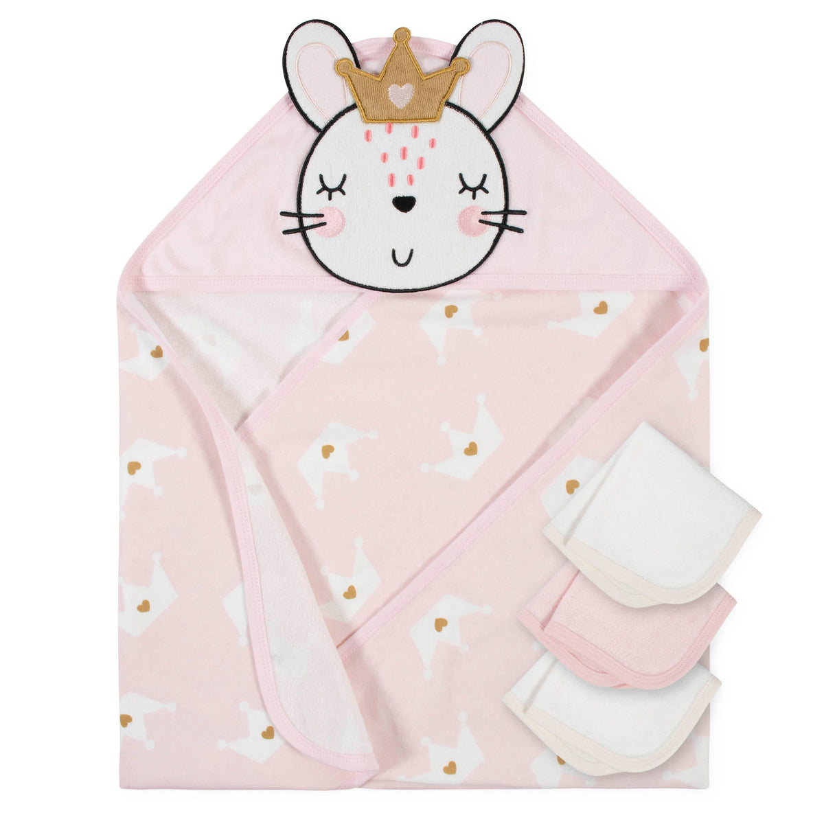 4-Piece Baby Girls Ballerina Hooded Towel & Washcloths Set
