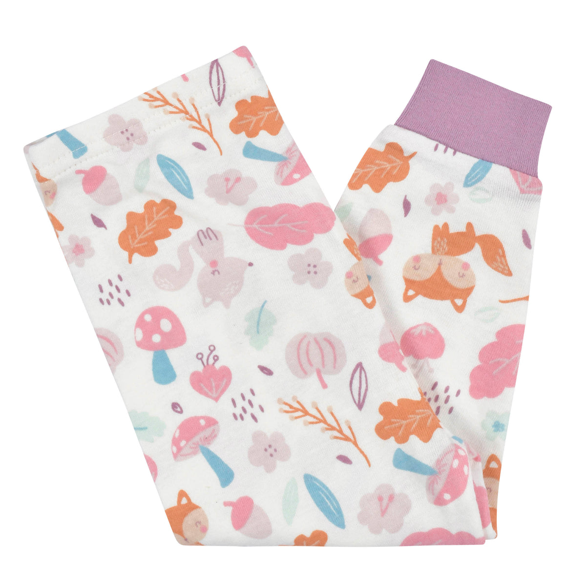4-Piece Infant & Toddler Girls Purple Woodland Snug Fit Cotton Pajamas, view 9