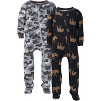 2-Pack Boys Camo Snug Fit Footed Cotton Pajamas