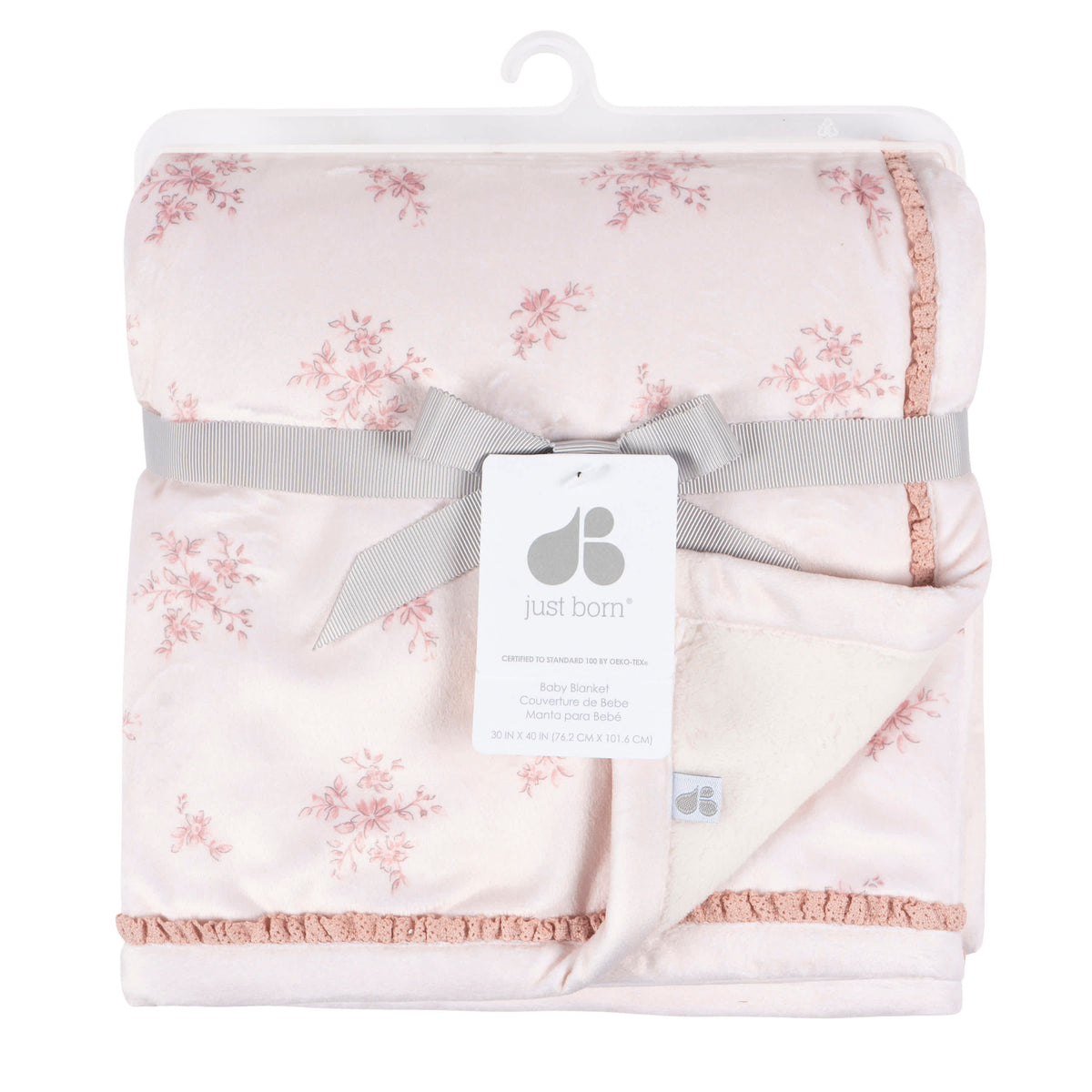 Baby Girls Pink Ivory Blanket, view 3