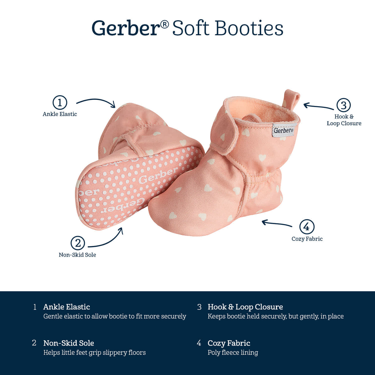 Baby Girls Pink Hearts Soft Booties, view 9