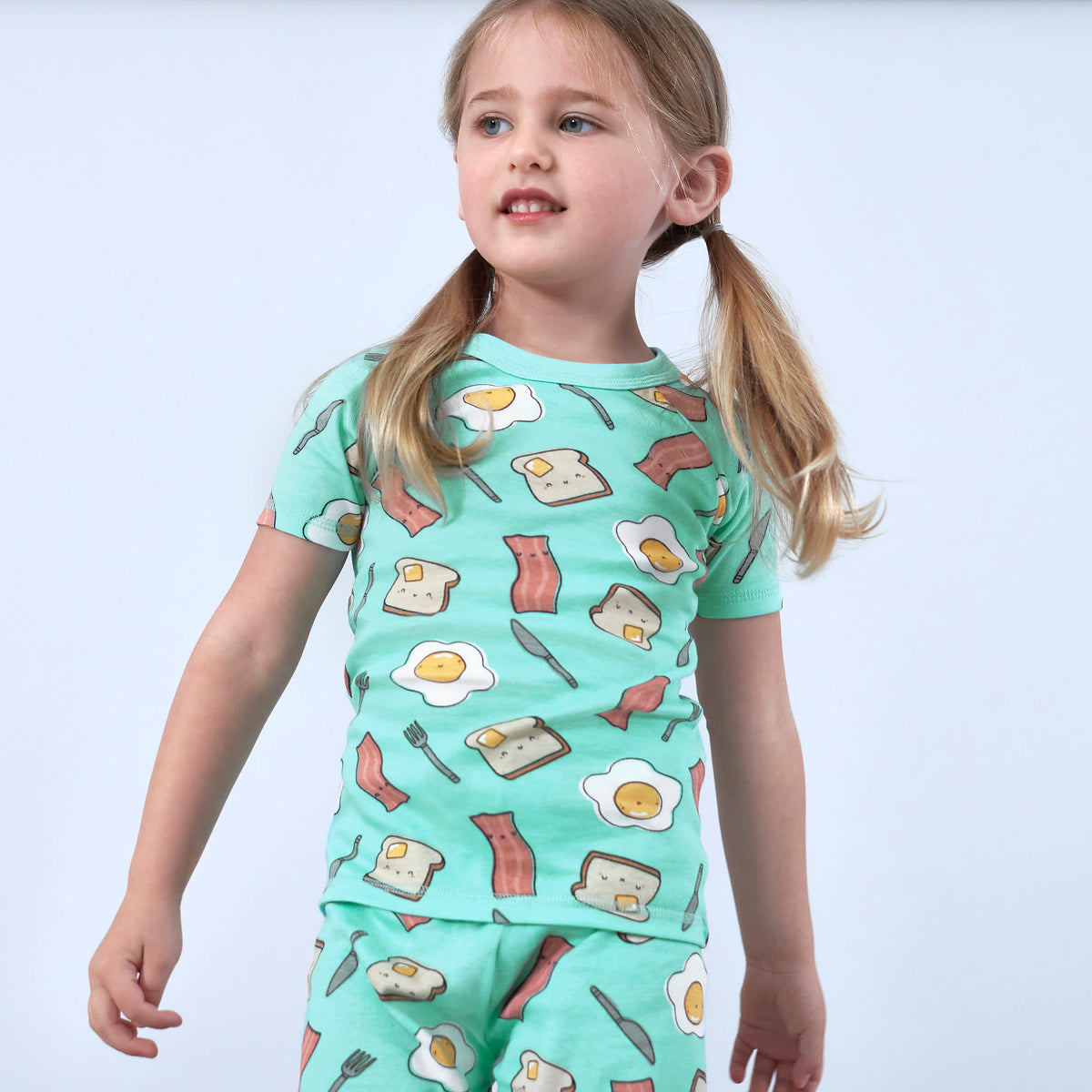 4-Piece Infant & Toddler Neutral Breakfast Snug Fit Cotton Pajamas, view 2