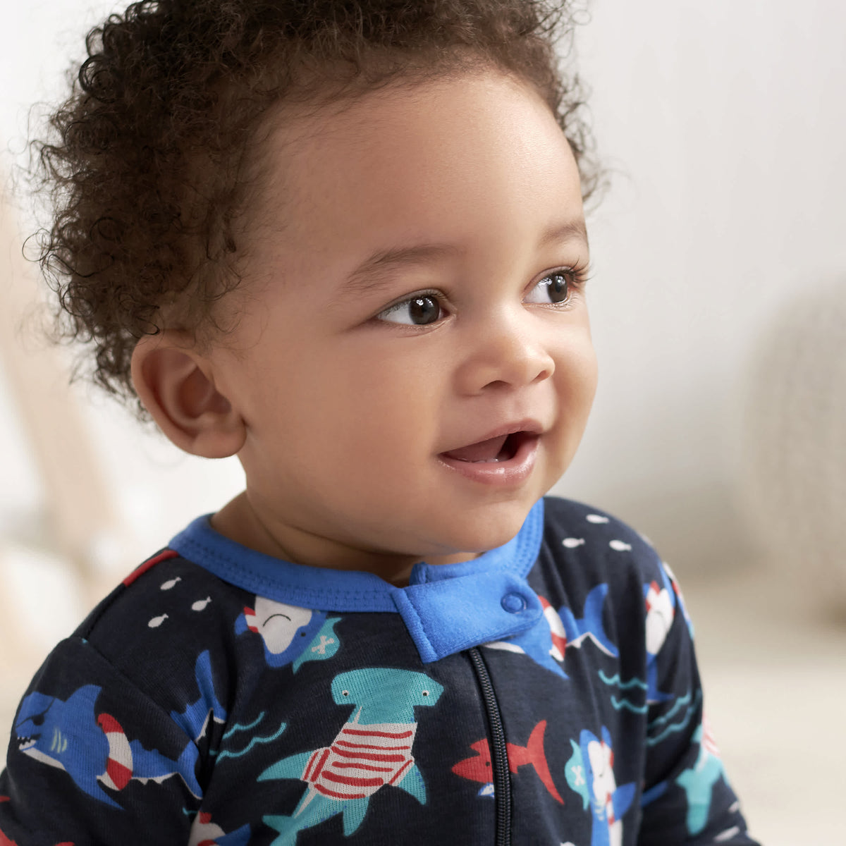 2-Pack Baby & Toddler Boys Shark Zone Snug Fit Footed Cotton Pajamas, view 3