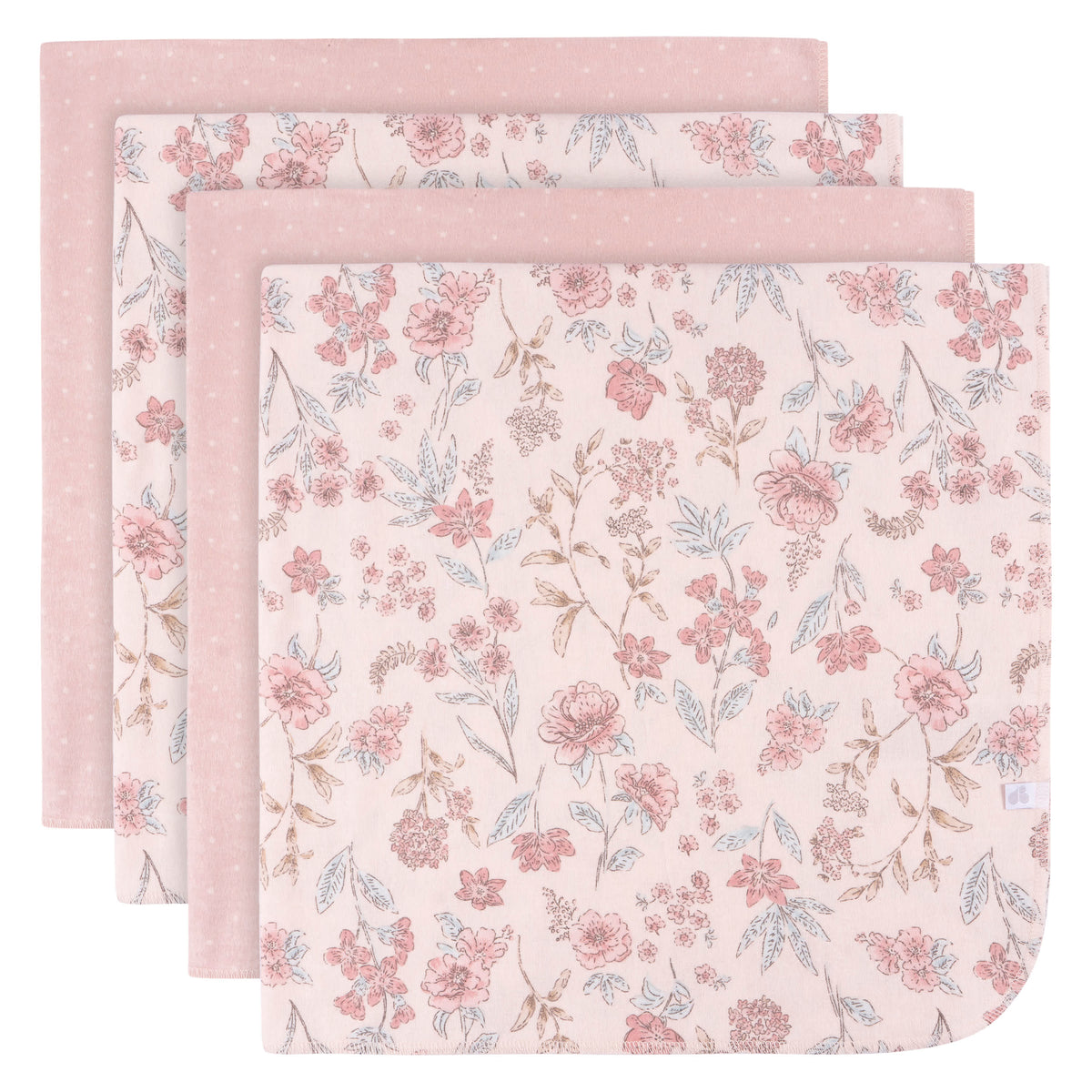 4-Pack Baby Girls Pink Cotton Flannel Blanket