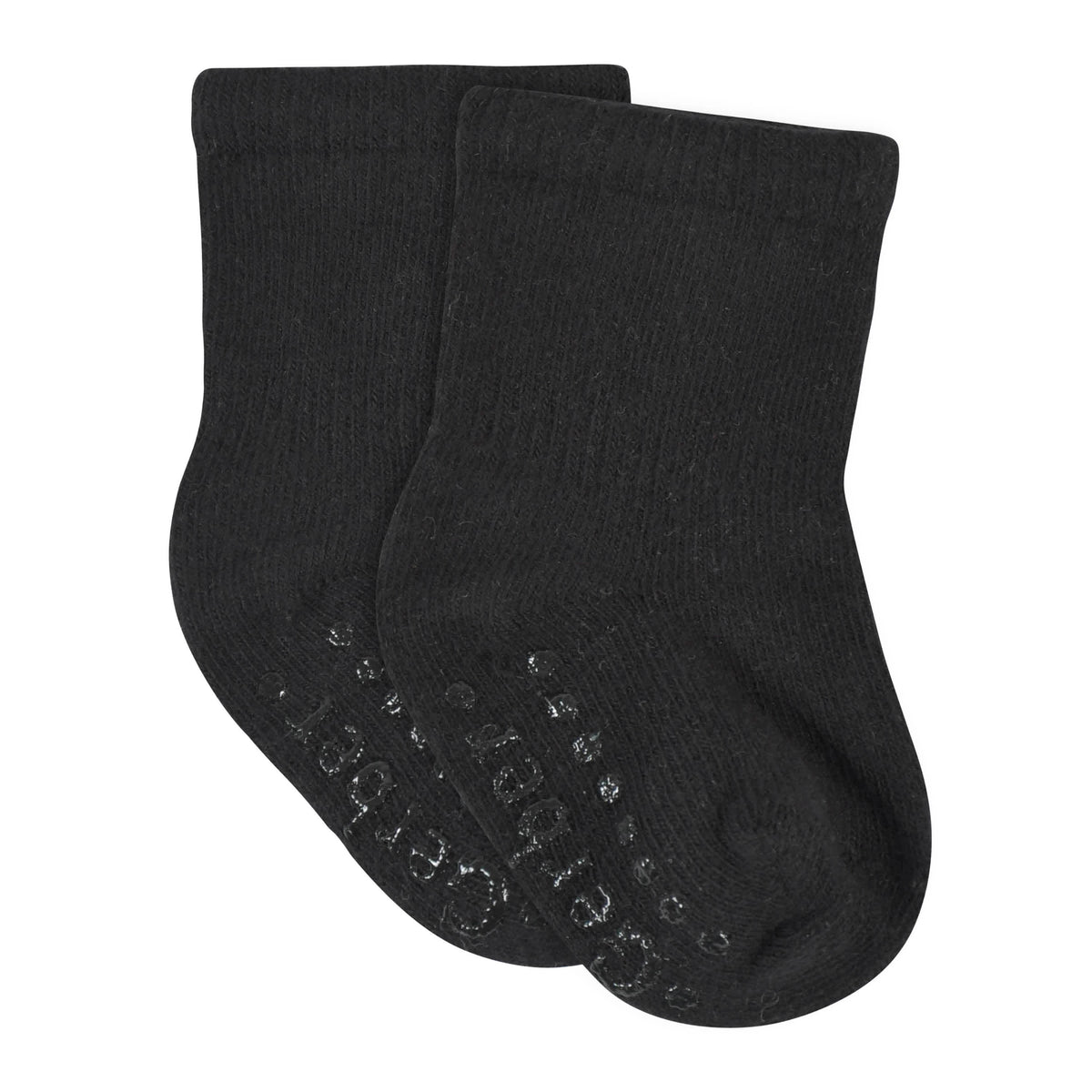 8-Pack Baby & Toddler Black Wiggle-Proof Jersey Crew Socks, view 2