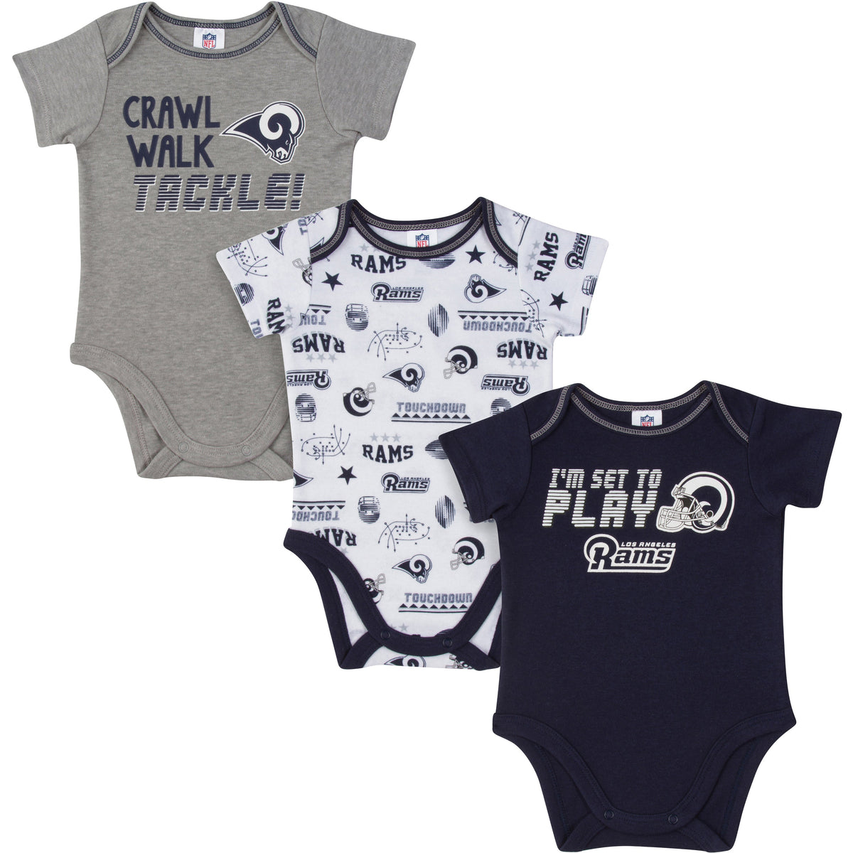 3-Pack Los Angeles Rams Short Sleeve Bodysuits