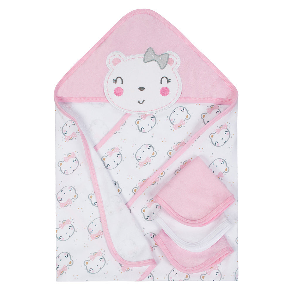 Gerber Baby Girl Terry & Organic Cotton Bath Set, 4pc