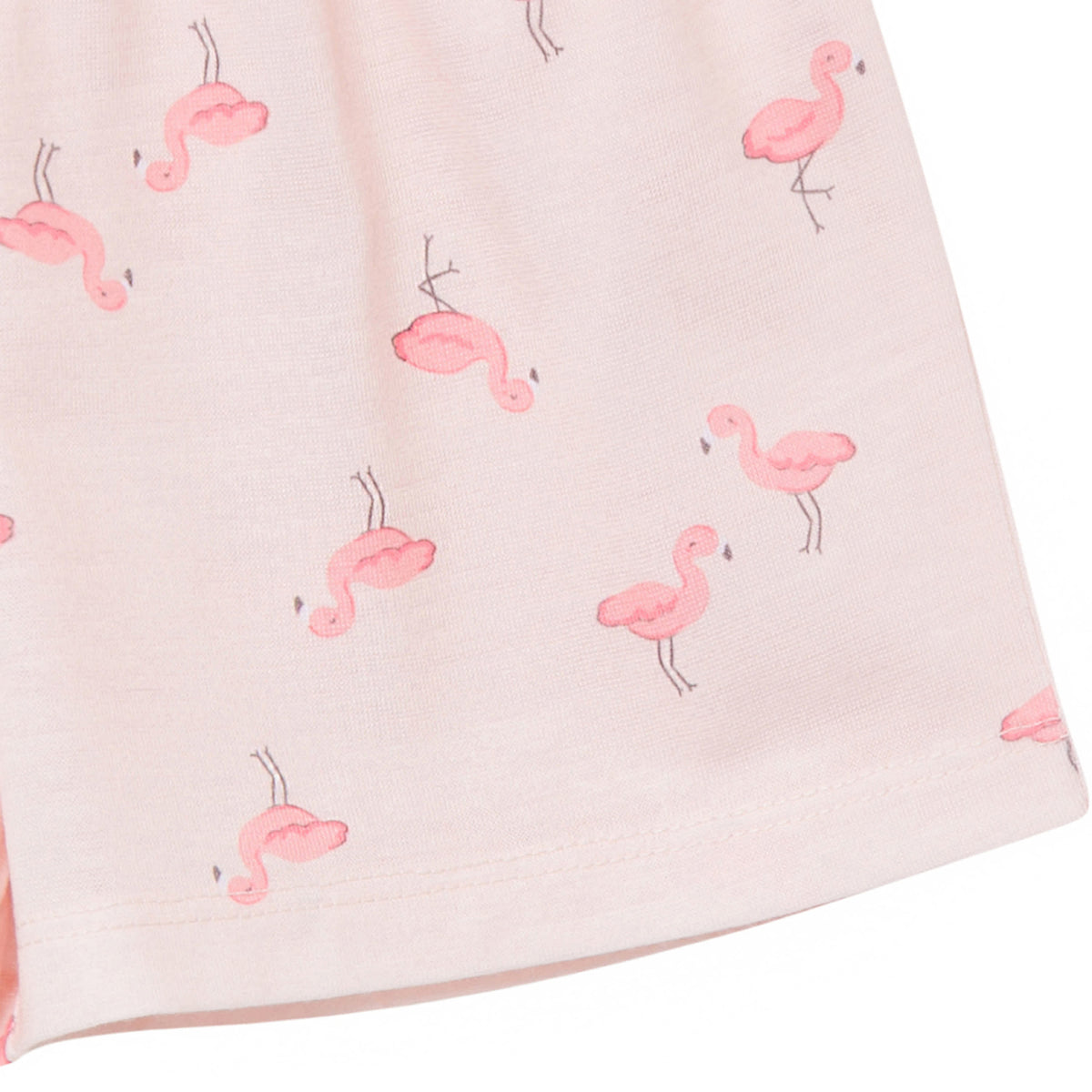 2-Piece Infant & Toddler Girls Flamingoes Button Up Pajama Shorts Set, view 6