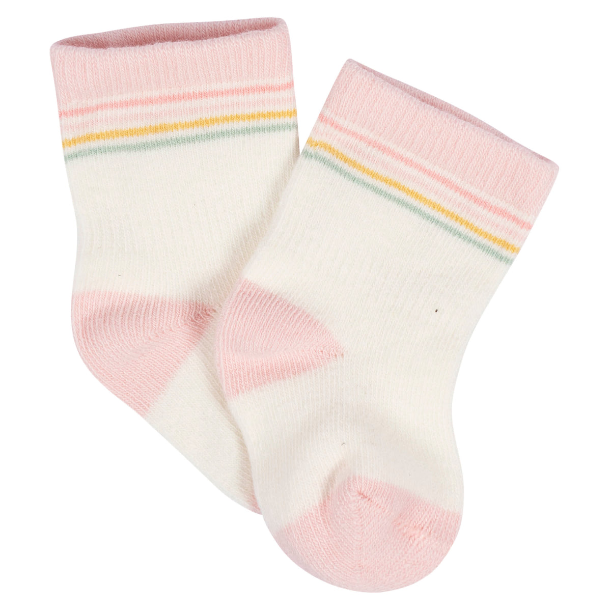 8-Pack Baby Girls Golden Floral Jersey Wiggle Proof Socks, view 6