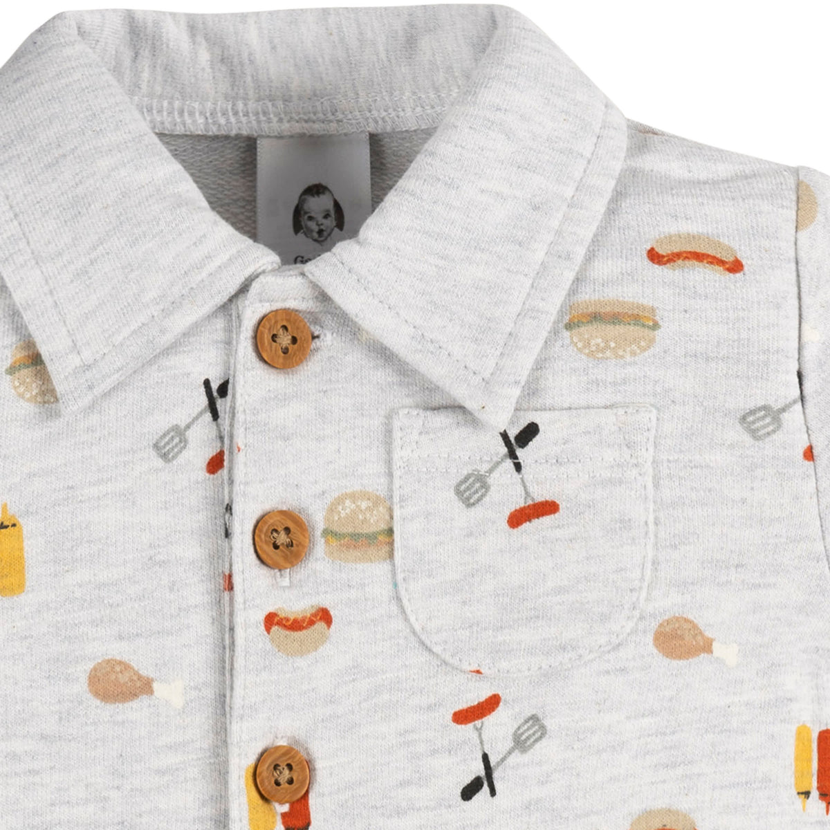 Baby Boys Barbeque Collared Romper, view 2