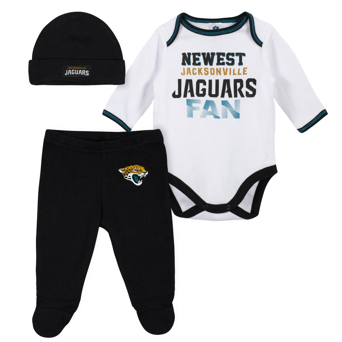 Baby Boys Jacksonville Jaguars 3-Piece Bodysuit, Pant and Cap Set