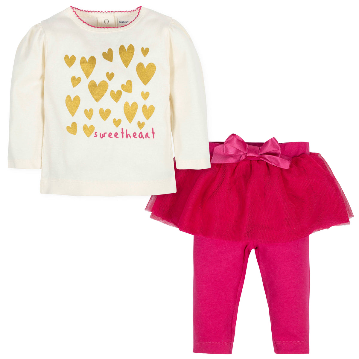 2-Piece Toddler Girls Sweetheart Shirt and Tutu Legging Set