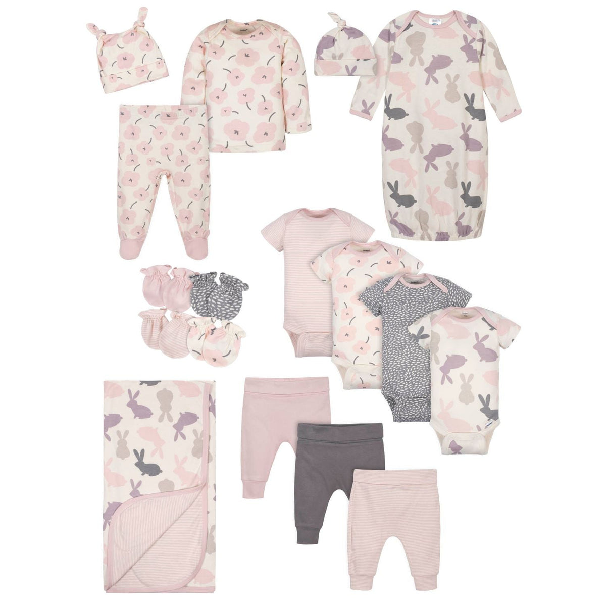 17-Piece Baby Girls Bunny Gift Set