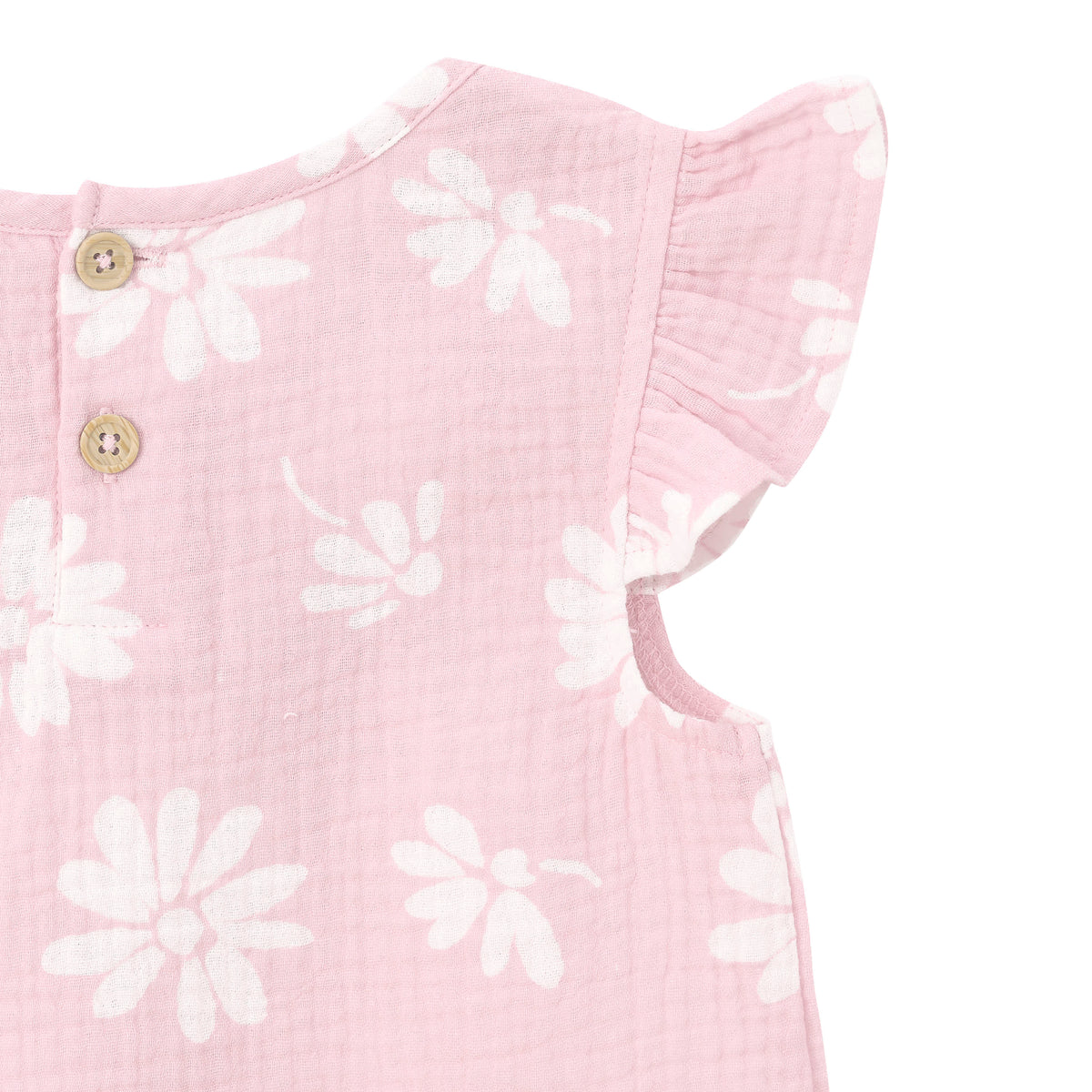 Infant & Toddler Girls Pink Floral Gauze Flutter Sleeve Top, view 2