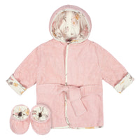2-Piece Baby Girls Vintage Floral Bathrobe & Booties Set