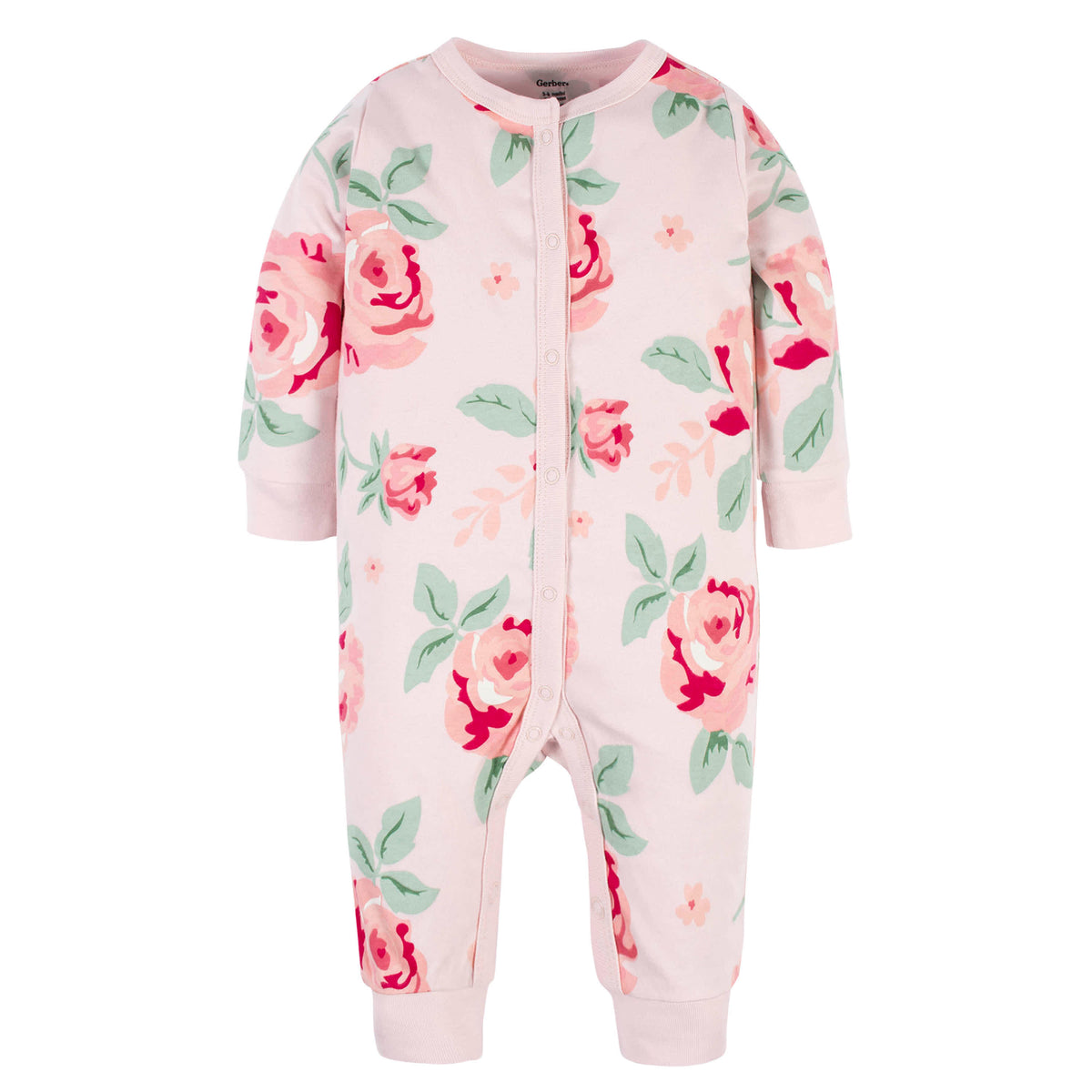 2-Piece Baby Girls Pink Garden Coverall & Headband Set, view 2