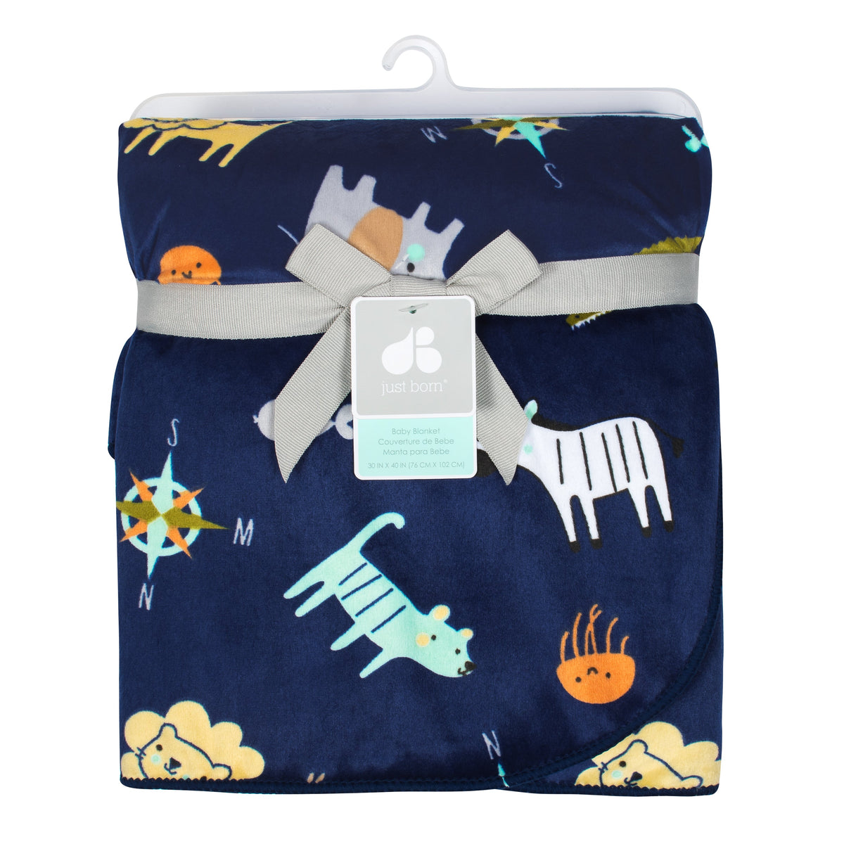 Just Born Baby Boys Hello World Plush Blanket, view 2