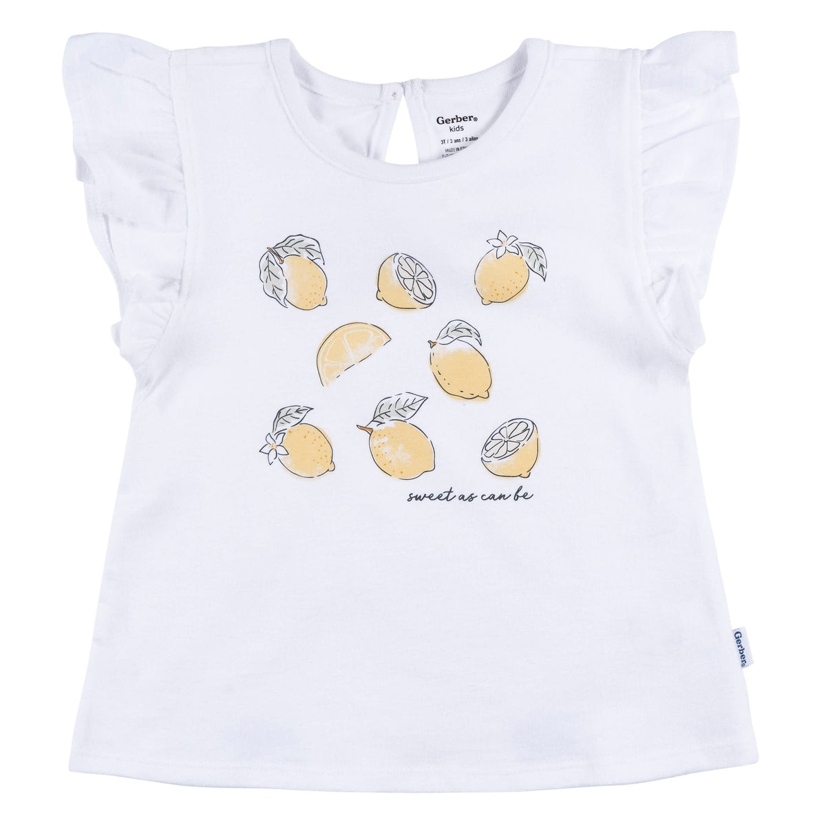 3-Piece Infant & Toddler Girls Yellow Lemons Shirt and Shorts Set, view 2