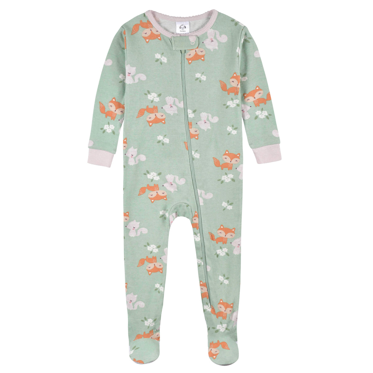 2-Pack Baby & Toddler Girls Purple Woodland Fox Snug Fit Footed Cotton Pajamas, view 2