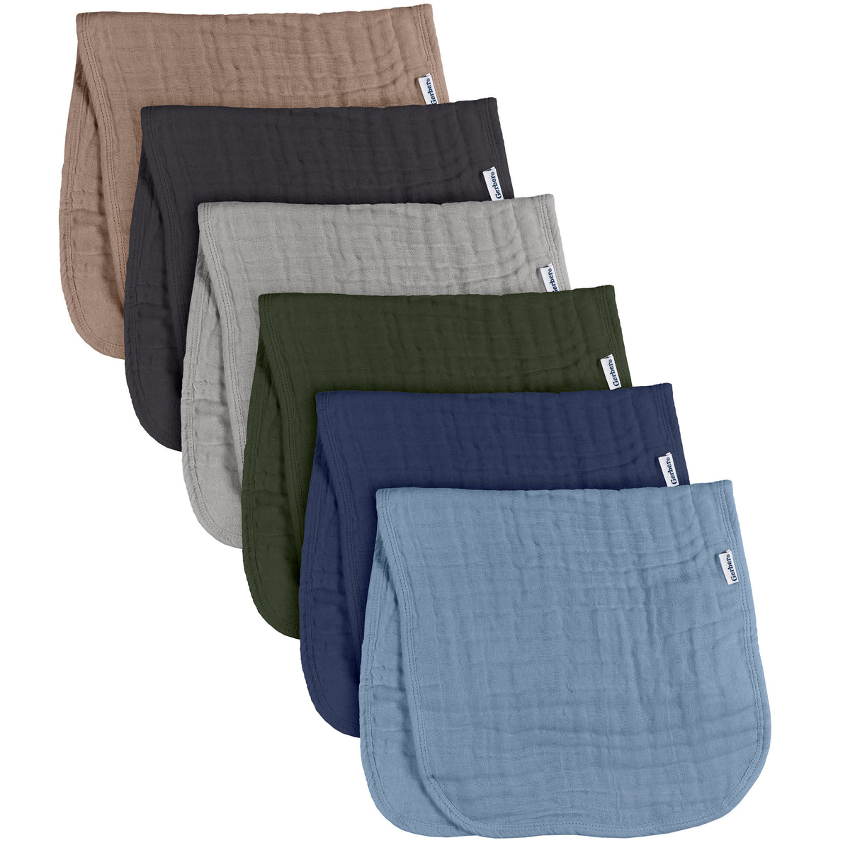 6-Pack Baby Boys Multi Blues Browns Muslin Burpcloth