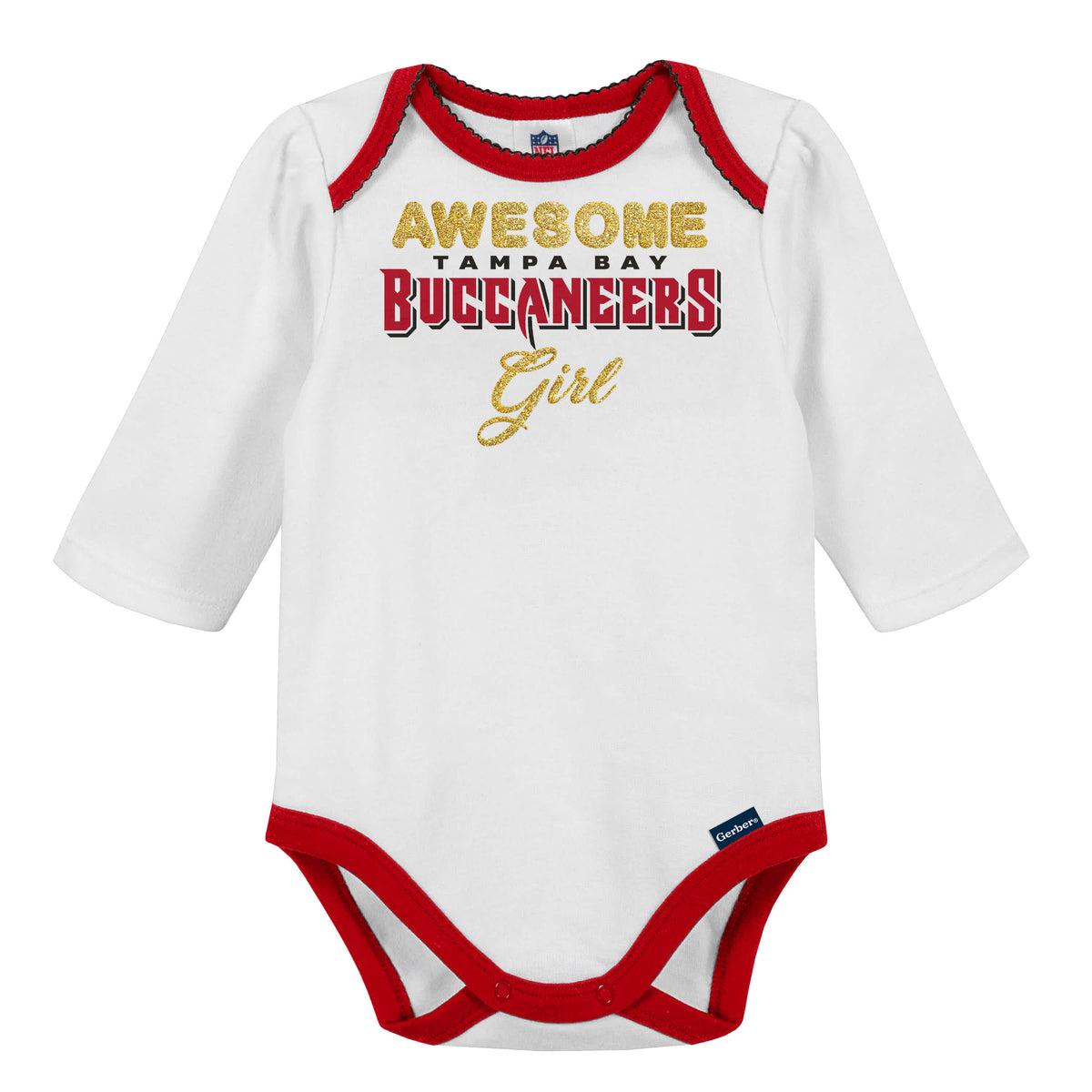 3-Piece Baby Girls Buccaneers Bodysuit, Footed Pant, & Cap Set, view 3