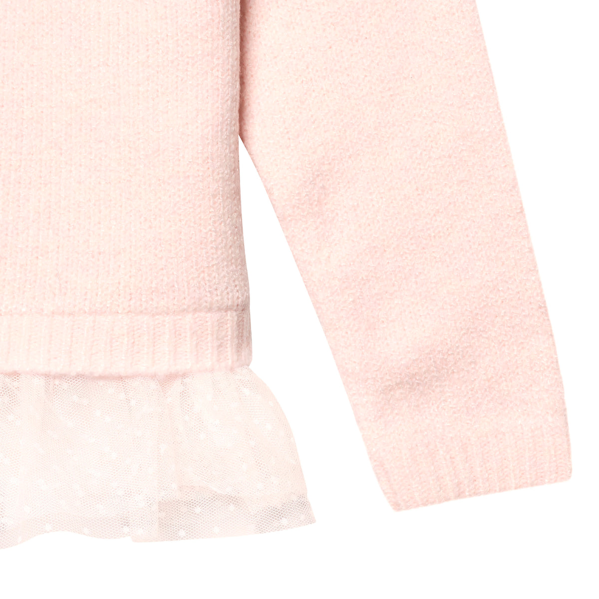 Infant & Toddler Girls Light Pink Sweater With Tulle Trim, view 6