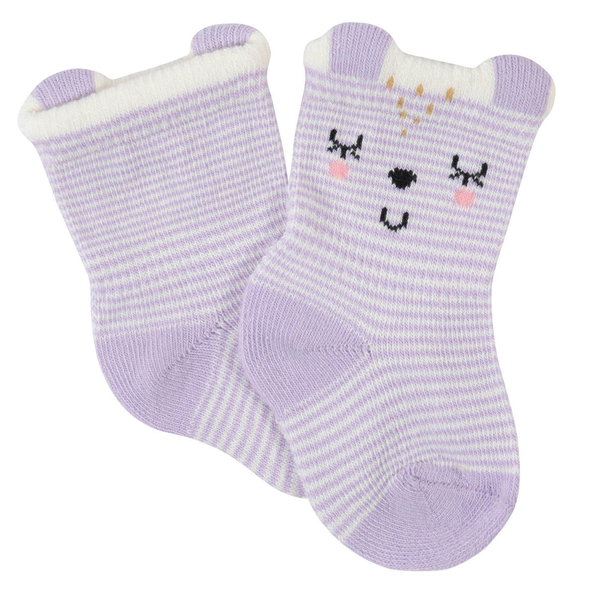 6-Pack Baby Girls Bunny Ballerina Wiggle-Proof Jersey Crew Socks, view 7