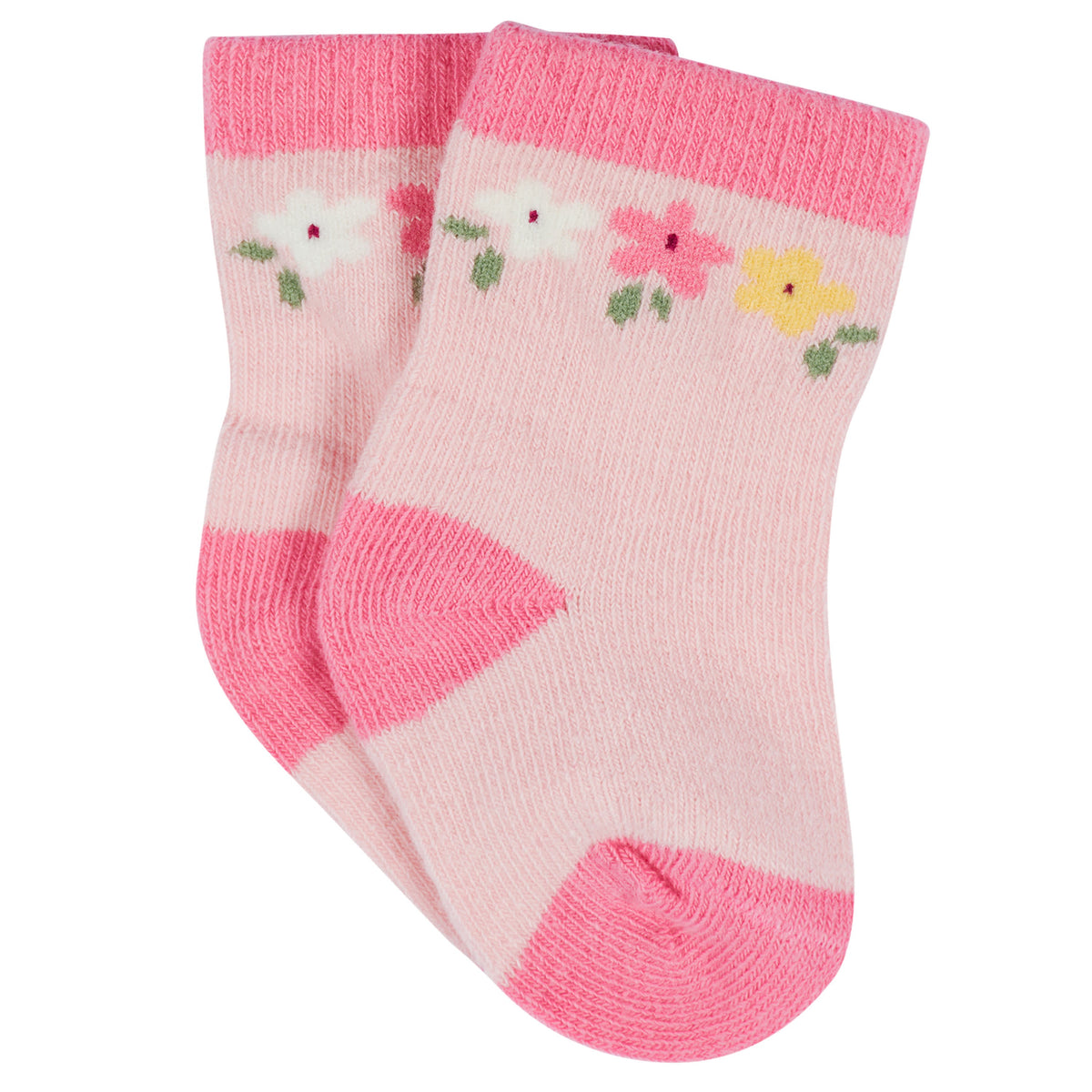 12-Pack Baby & Toddler Girls Floral Fox Jersey Crew Wiggle Proof Socks, view 3