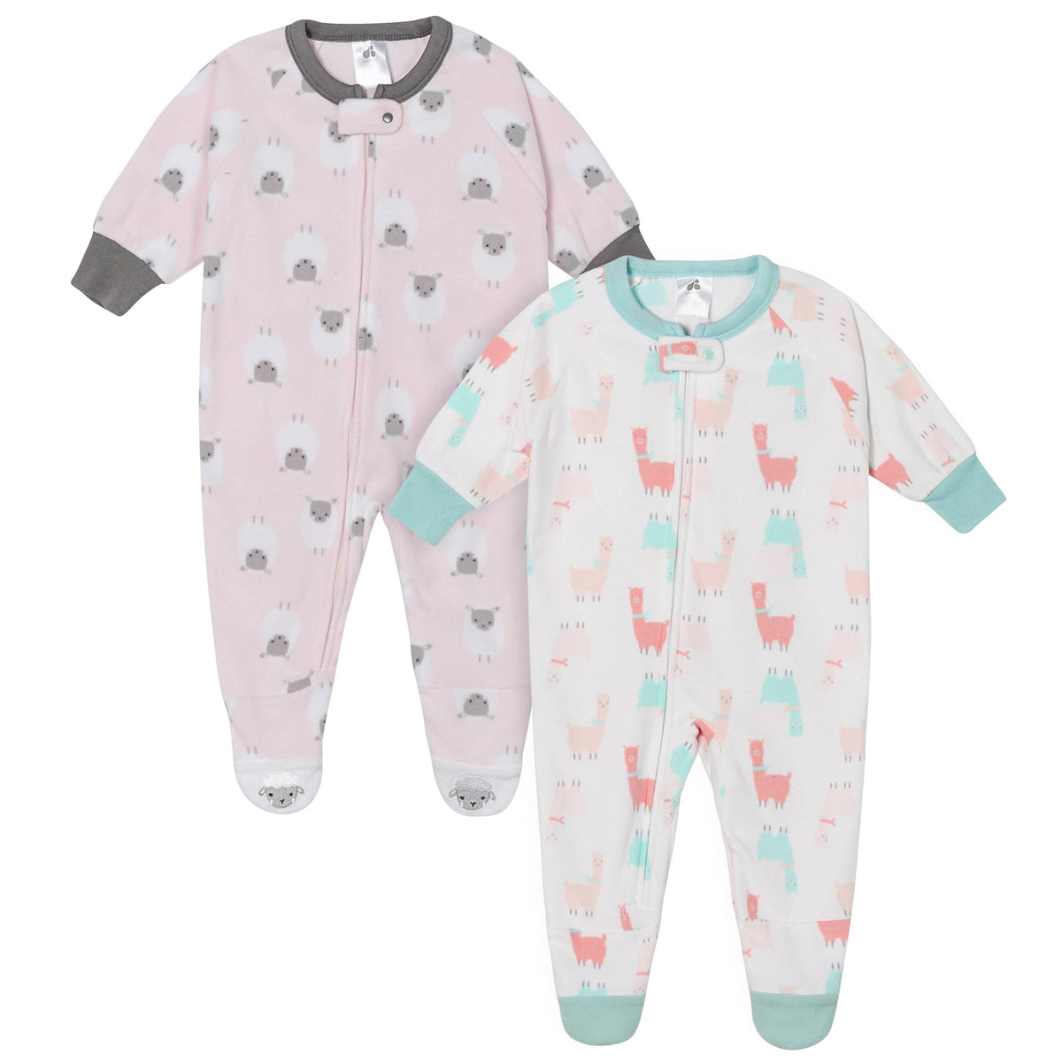 2-Pack Baby Girls Lamb & Llama Blanket Sleepers