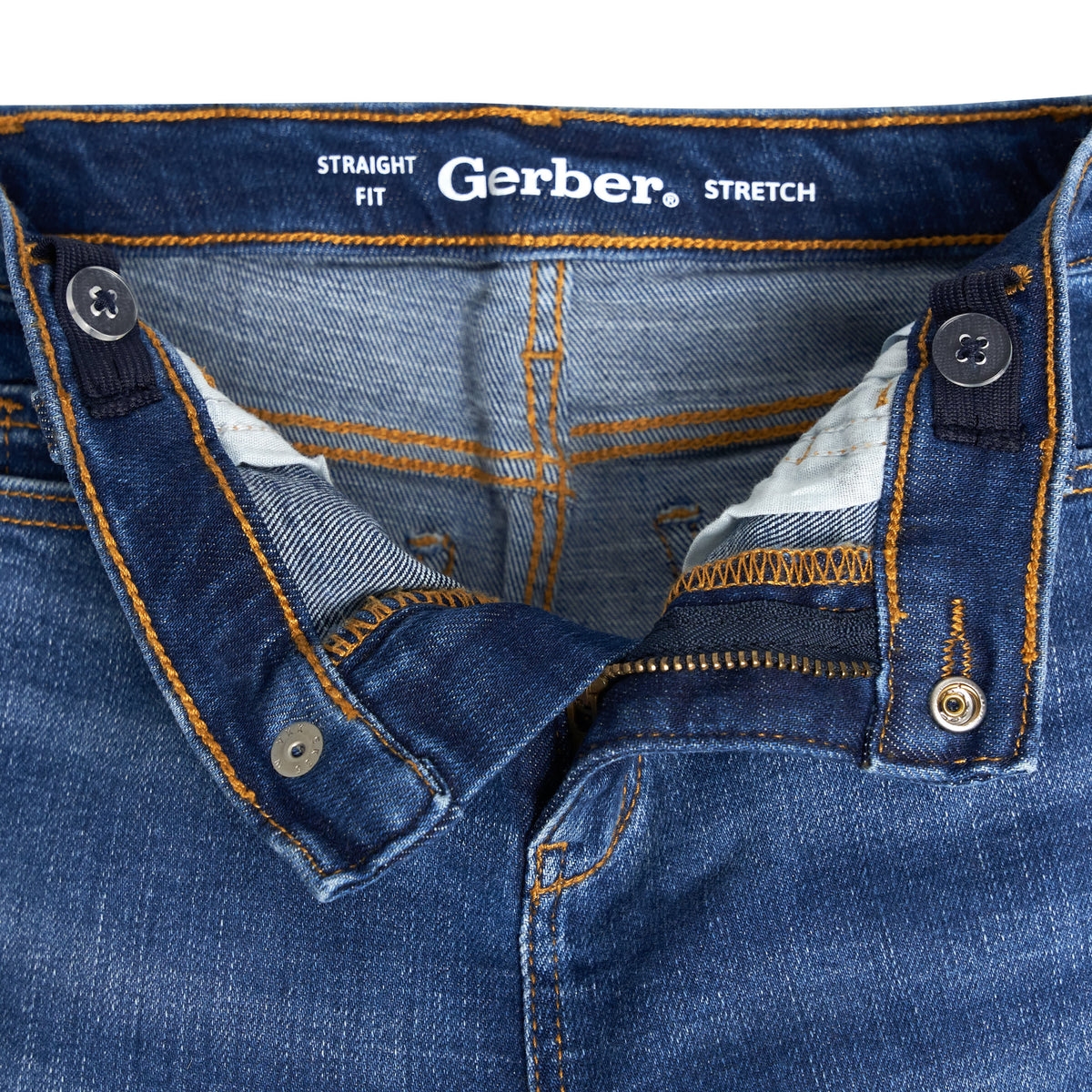 Infant and Toddler Neutral Blue Straight Fit Jeans, view 7