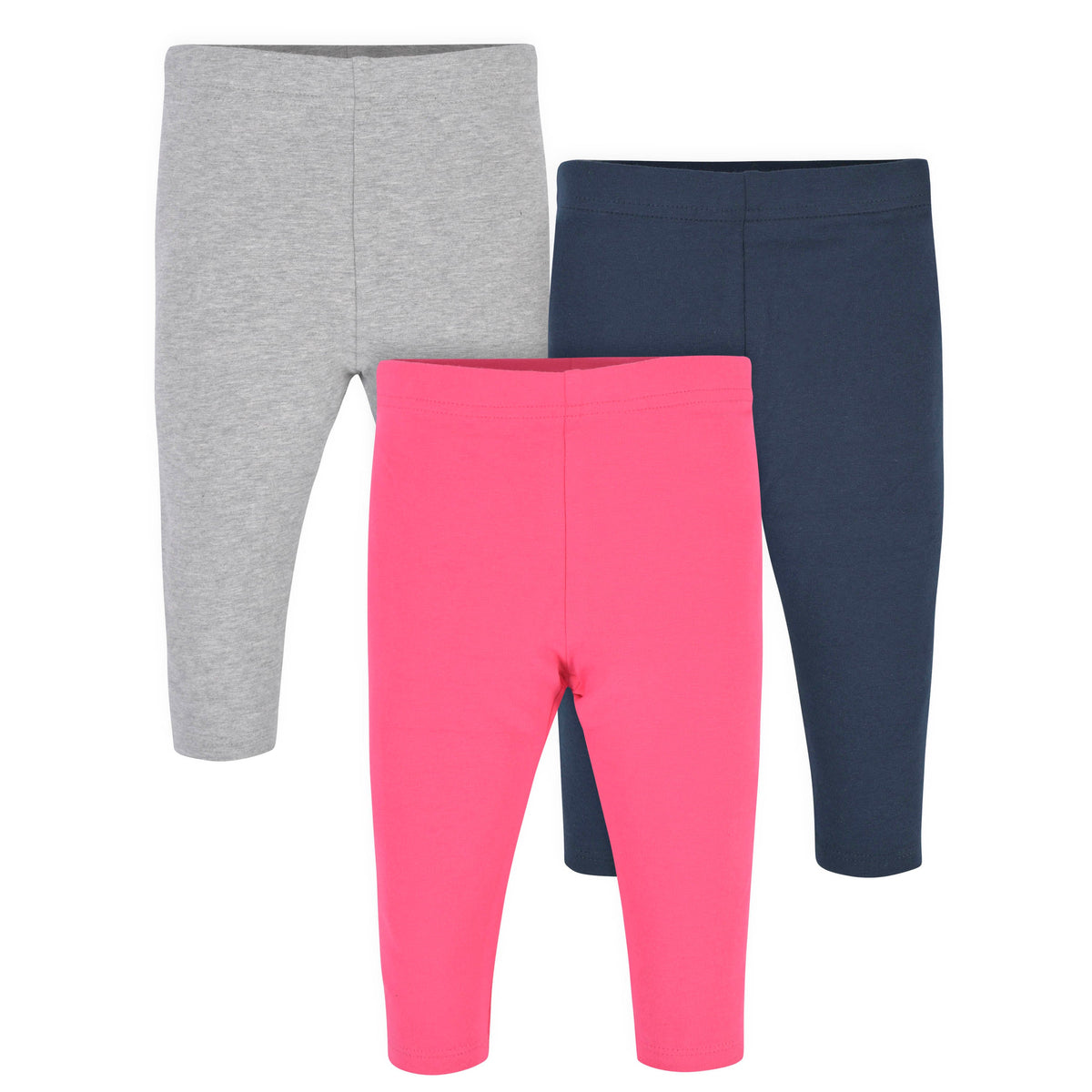 3-Pack Baby and Toddler Girls Hot Pink & Navy Premium Leggings