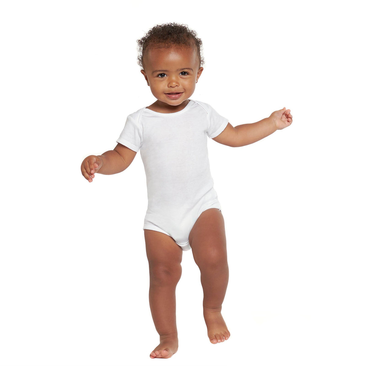 Short Sleeve White Onesies Bodysuit, view 2