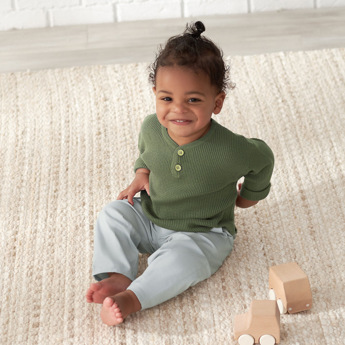 Infant & Toddler Boys Gray Canvas Pants, view 3