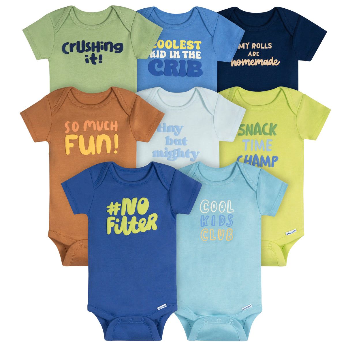 8-Pack Baby Boys Cool Kids Onesies Bodysuits