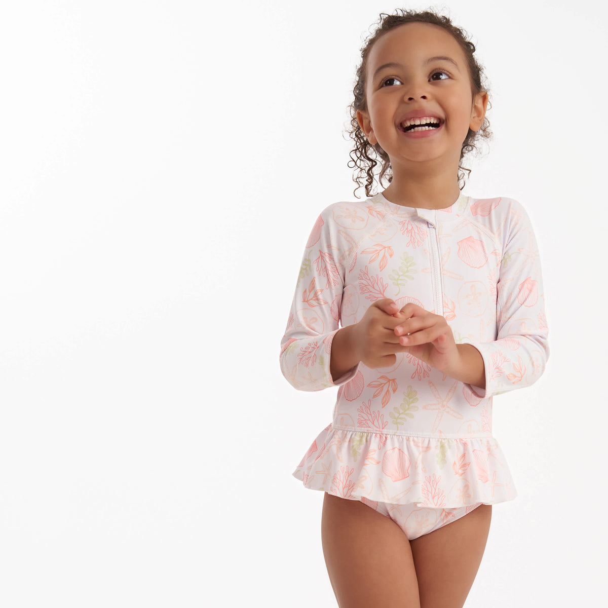 Toddler Girls Shells Rashguard, view 2