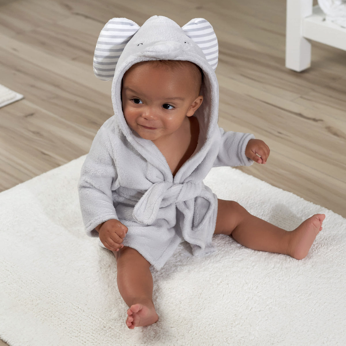 Baby Neutral Grey Elephant Robe, view 2