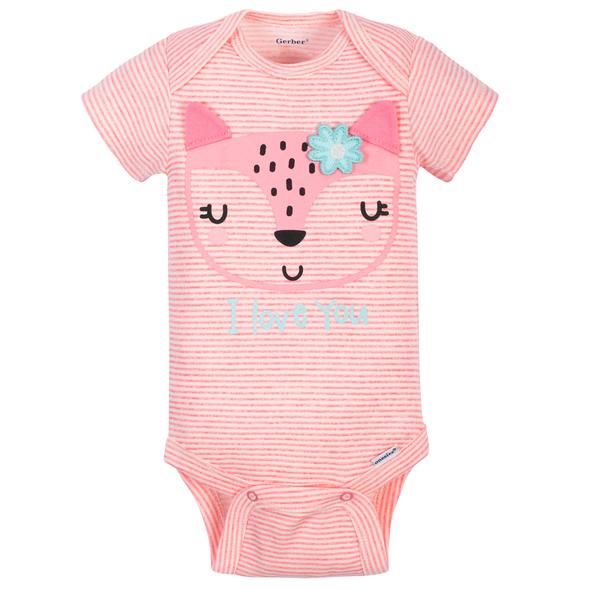 3-Pack Baby Girls Fox Short Sleeve Onesies Brand Bodysuits, view 2