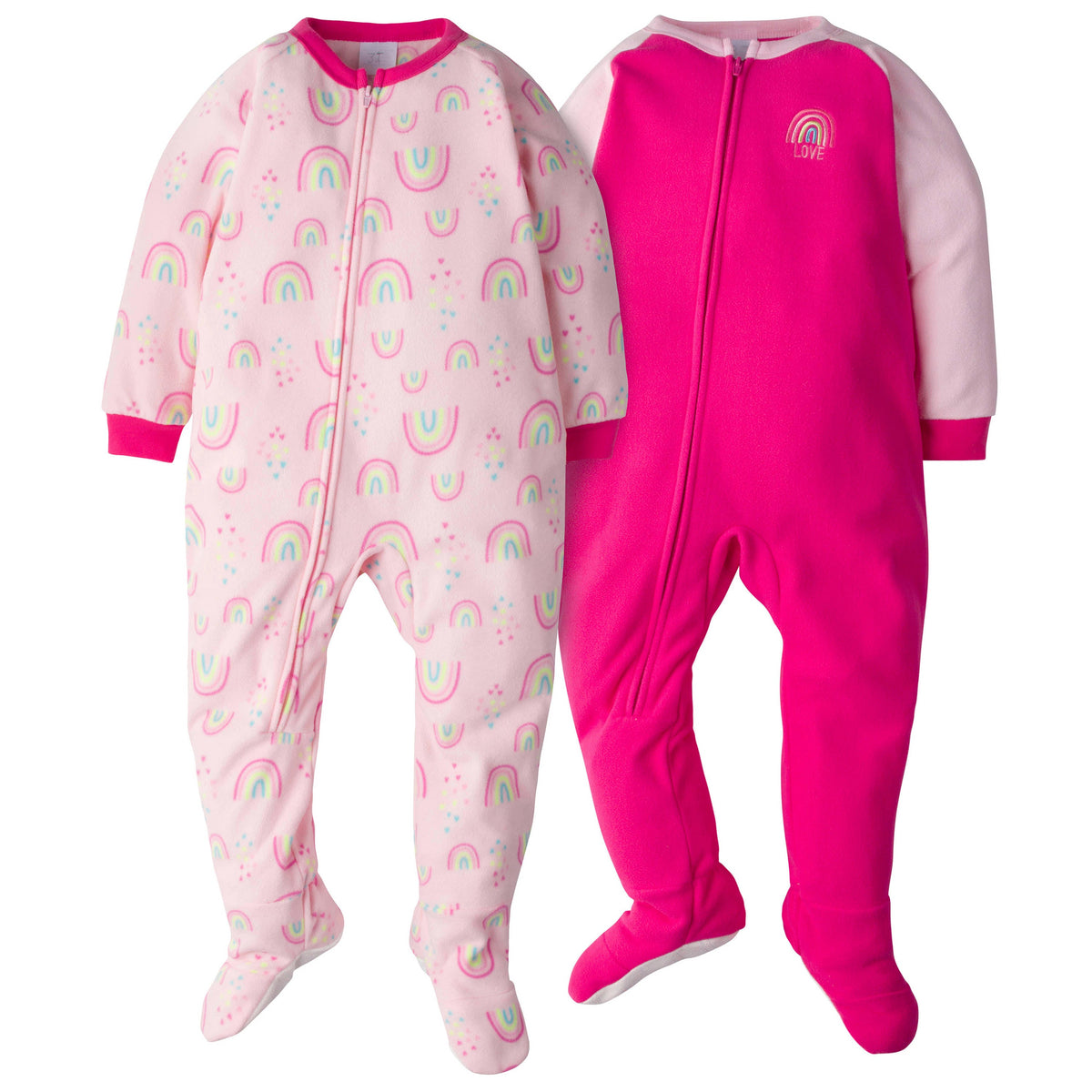 2-Pack Toddler Girls Rainbow Blanket Sleepers